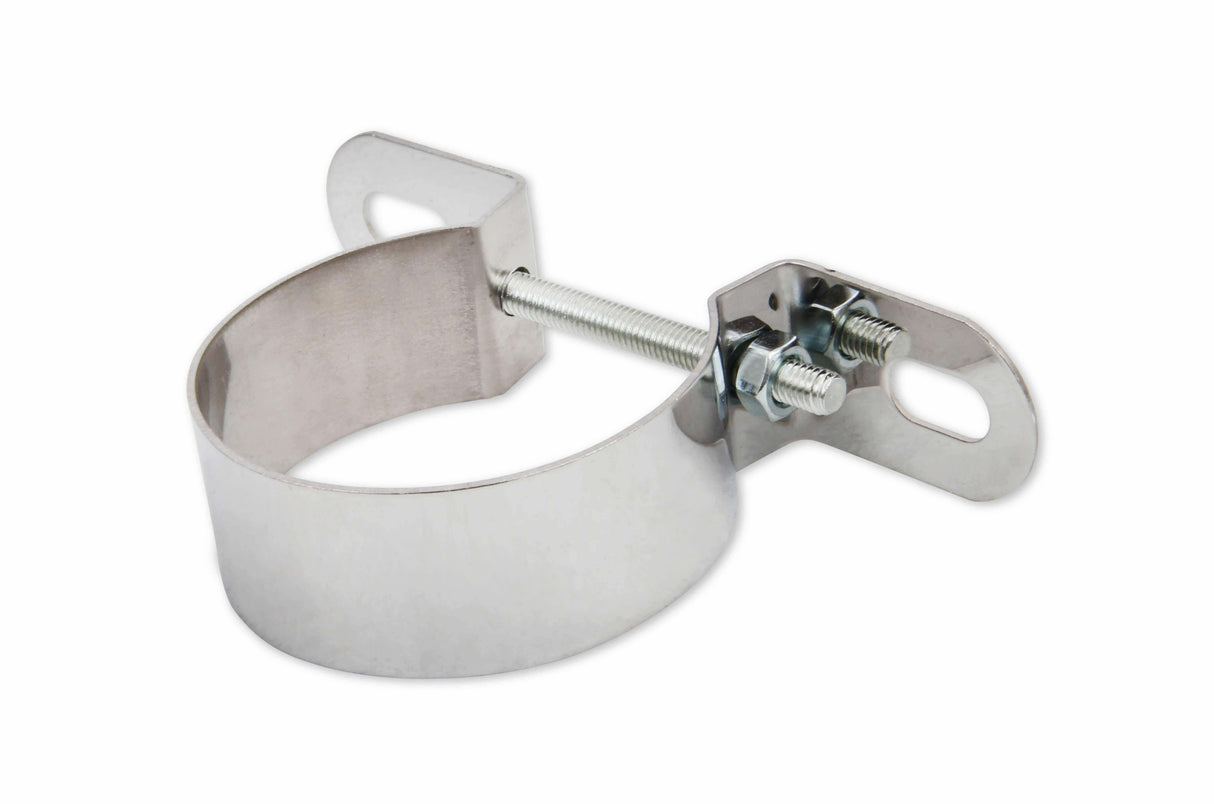 Mr. Gasket chrome coil holder bracket with bolt horizontal mount steel 9777