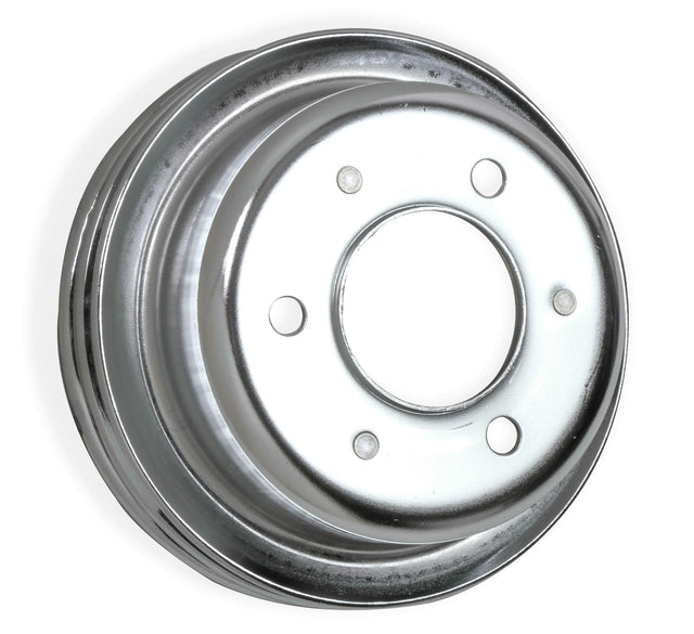 Mr. Gasket chrome crankshaft pulley double groove 8830MRG Ford black steel 2493