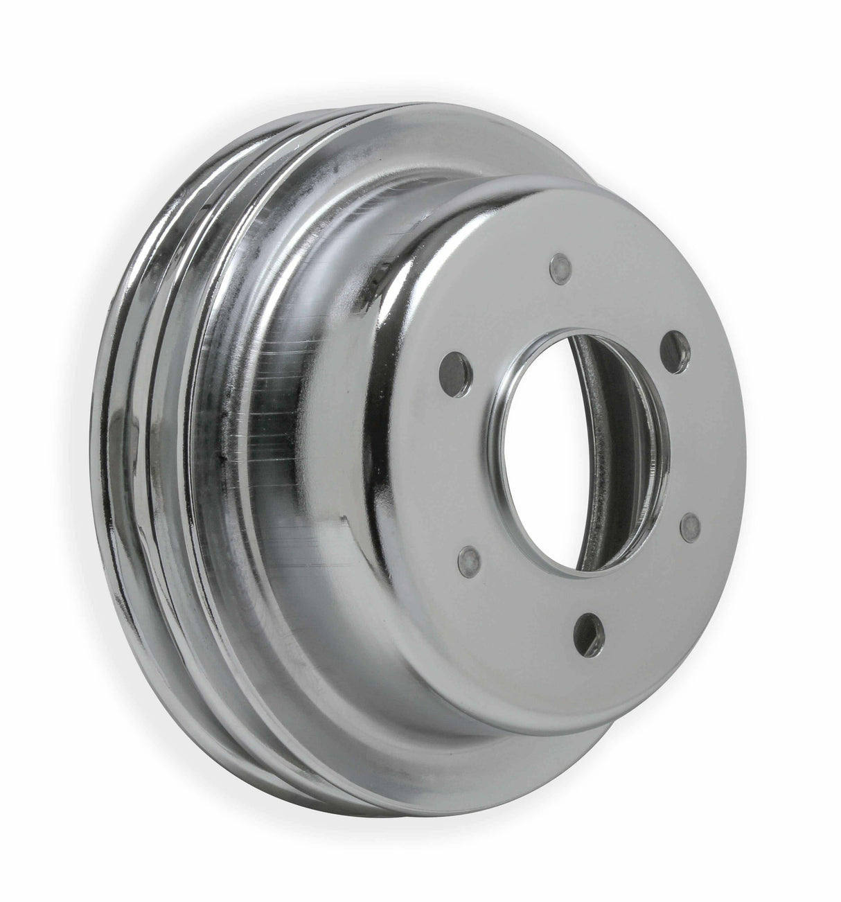 Mr. Gasket chrome crankshaft pulley double groove 8830MRG Ford black steel 2493