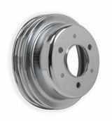 Mr. Gasket chrome crankshaft pulley double groove 8830MRG Ford black steel 2493