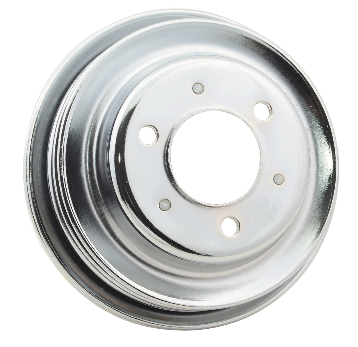Mr. Gasket chrome crankshaft pulley triple groove BBC Chevy black polished 4961G