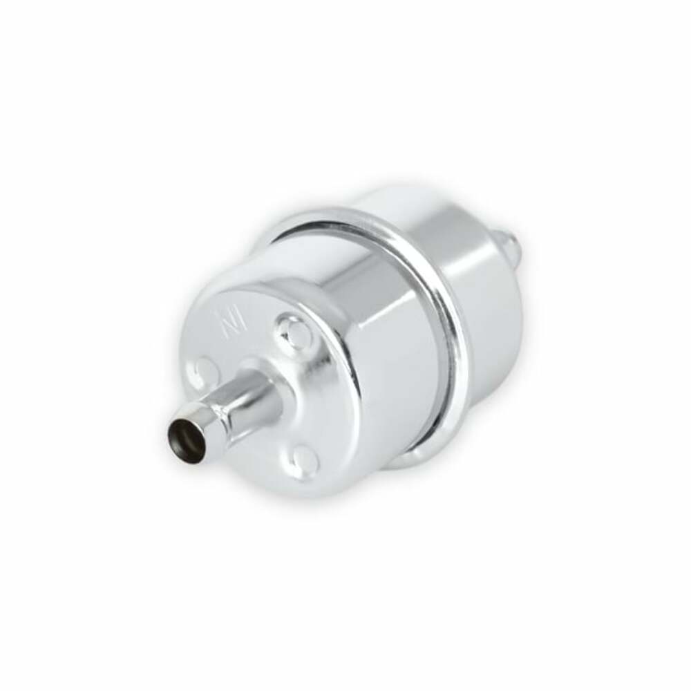 Mr. Gasket chrome fuel filter fits 3/8 inch hose polished steel 9746