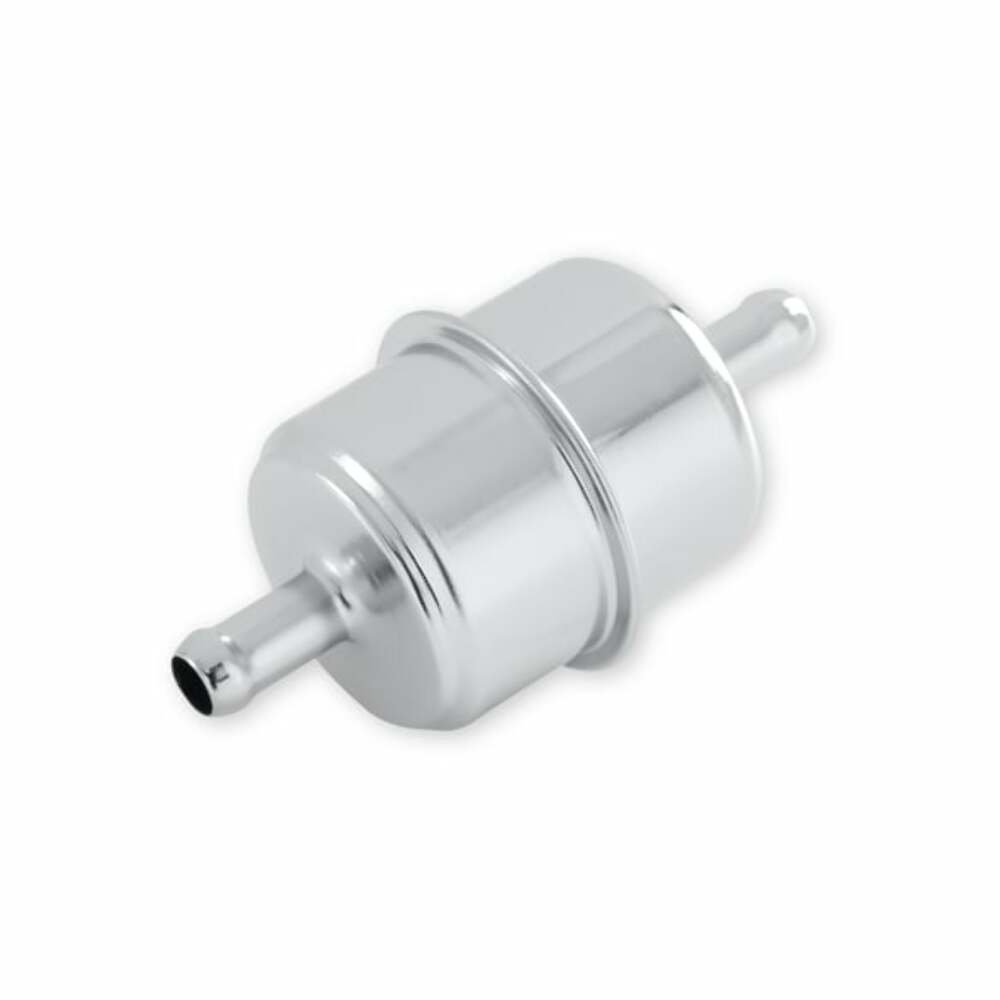 Mr. Gasket chrome fuel filter fits 3/8 inch hose polished steel 9746
