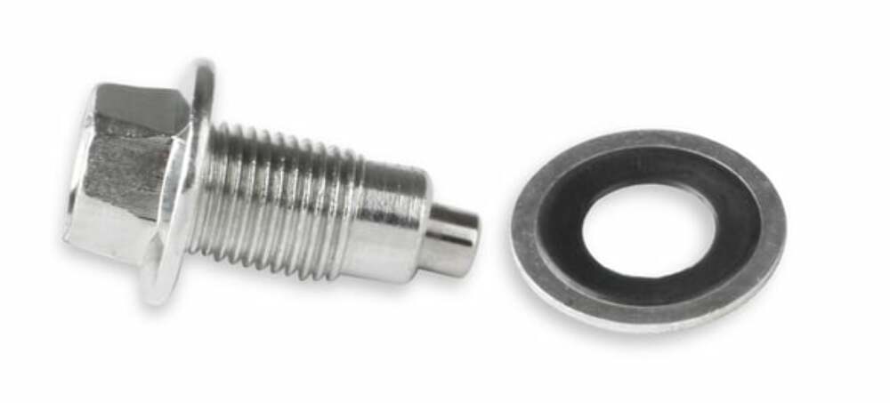 Mr. Gasket chrome oil pan plug 15 Chevy 1/2-20 thread rubber 2493
