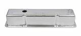 Mr. Gasket chrome tall style valve covers without baffle SBC Chevy steel 9801