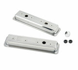 Mr. Gasket chrome valve covers finned SBC Chevy steel 9415