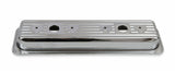 Mr. Gasket chrome valve covers finned SBC Chevy steel 9415