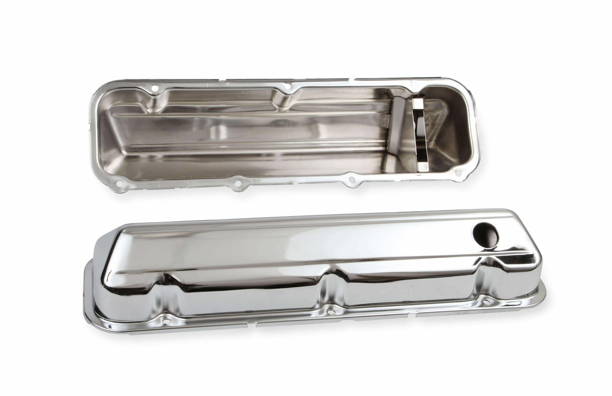 Mr. Gasket chrome valve covers with baffle Ford steel 9413