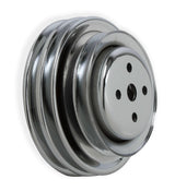 Mr. Gasket chrome water pump pulley triple groove Ford black steel 8829