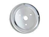 Mr. Gasket crankshaft pulley chrome double groove Chevy black polished steel 4973