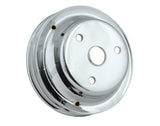 Mr. Gasket crankshaft pulley chrome double groove Chevy black polished steel 4977