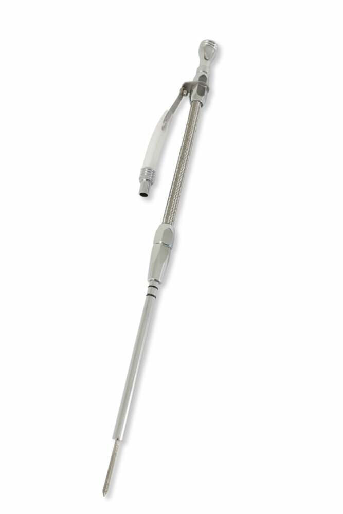 Mr. Gasket engine oil dipstick and tube braided stainless steel Chevy polished aluminum 9705G