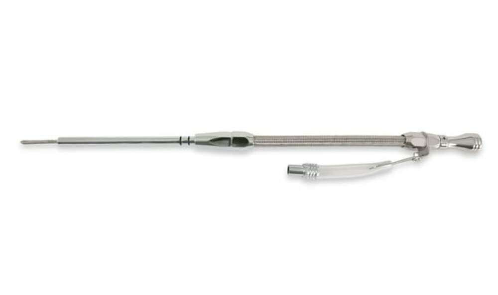 Mr. Gasket engine oil dipstick and tube braided stainless steel Chevy polished aluminum 9705G