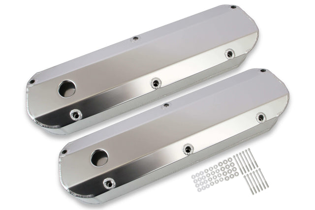Mr. Gasket fabricated aluminum valve covers silver Ford black 6843G