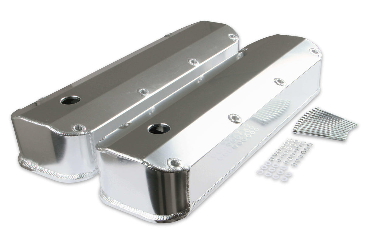 Mr. Gasket fabricated aluminum valve covers silver finish black 6860G
