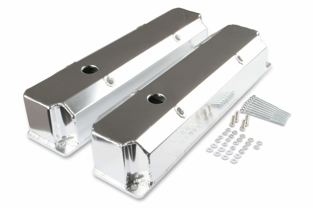 Mr. Gasket fabricated aluminum valve covers silver finish Ford black 6864G