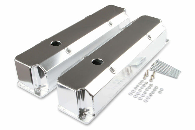 Mr. Gasket fabricated aluminum valve covers silver finish Ford black 6864G
