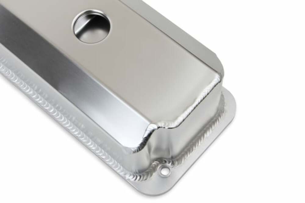Mr. Gasket fabricated aluminum valve covers silver finish Ford black 6872G