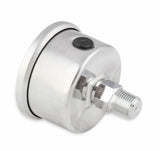 Mr. Gasket fuel block with 0 15 PSI liquid filled fuel pressure gauge 1-1/2 inch diameter black aluminum 1564