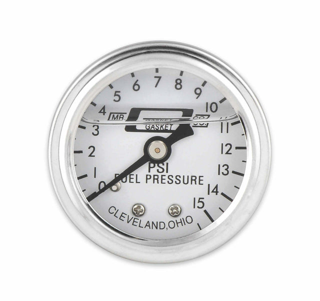 t Mr. Gasket Fuel Pressure Gauge - 0-15 PSI - 1/2 Inch Diameter Liquid Filled 1563 Mr. Gasket