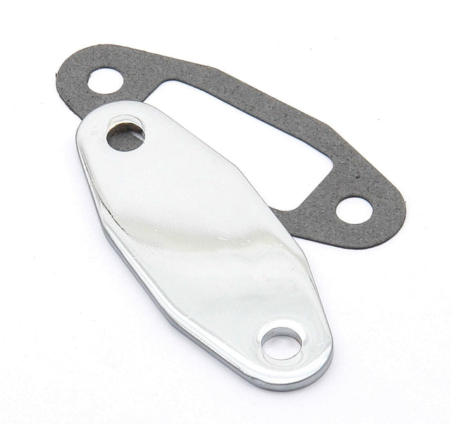 Mr. Gasket fuel pump block off plate chrome Ford steel 1517