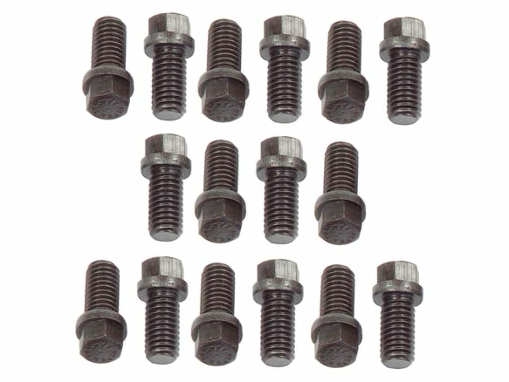 Mr. Gasket header bolts 3/8 16 x 3/4 inch hex head set of 16 black steel 919G