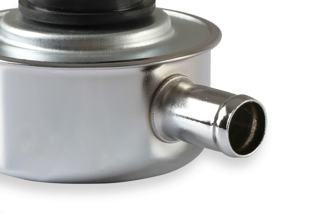 Mr. Gasket logo push in chrome valve cover breathers steel