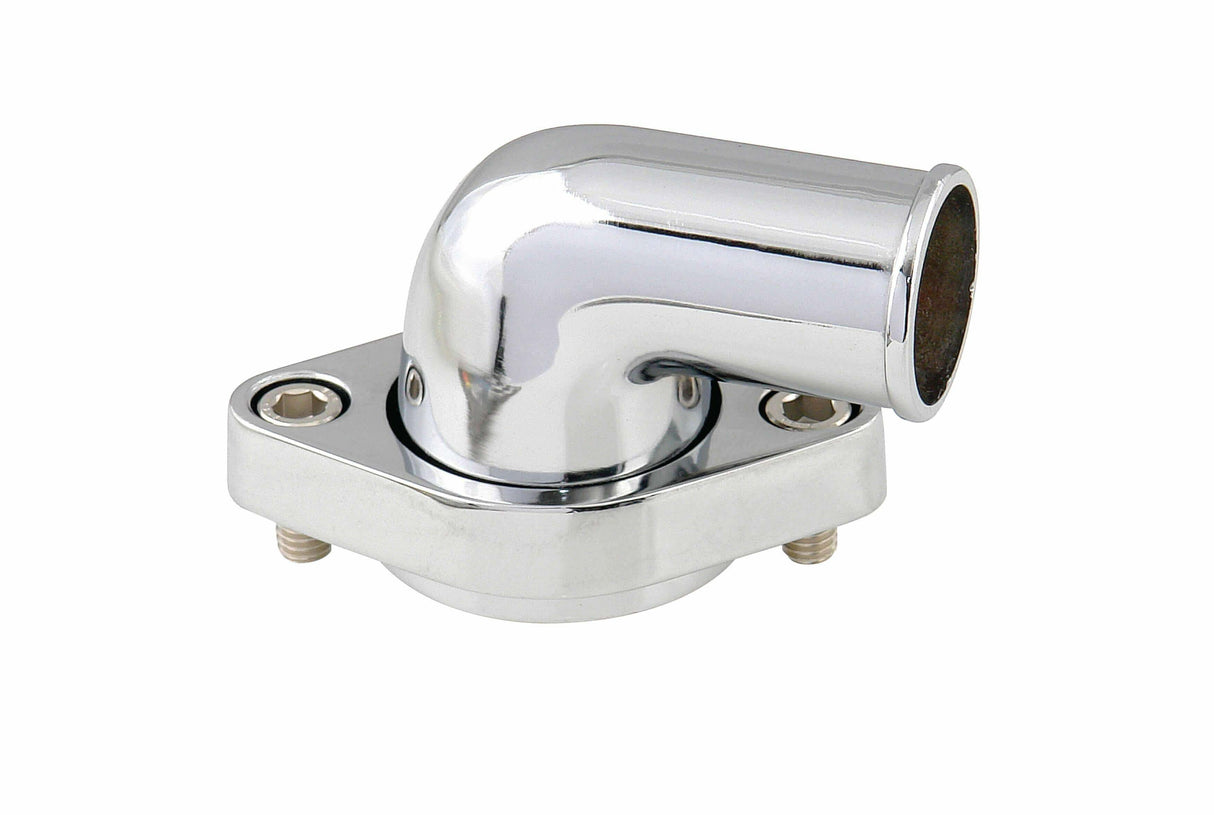 Mr. Gasket O ring style chrome water neck 90 degree Chevy polished aluminum 9142G