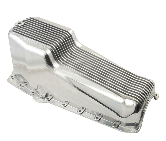 Mr. Gasket oil pan finned polished aluminum SBC Chevy 5415
