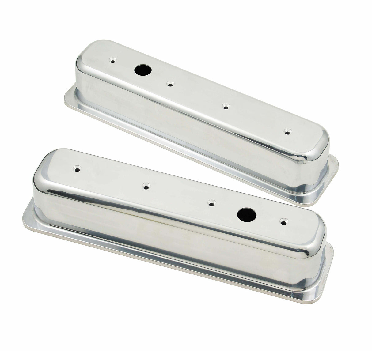 Mr. Gasket polished aluminum tall style valve covers Chevy chrome black 6870G