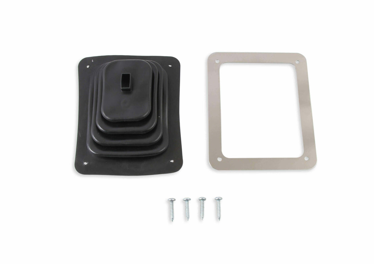 Mr. Gasket shifter boot small 3 1/2 inch X 4 1/2 inch chrome black rubber 9648