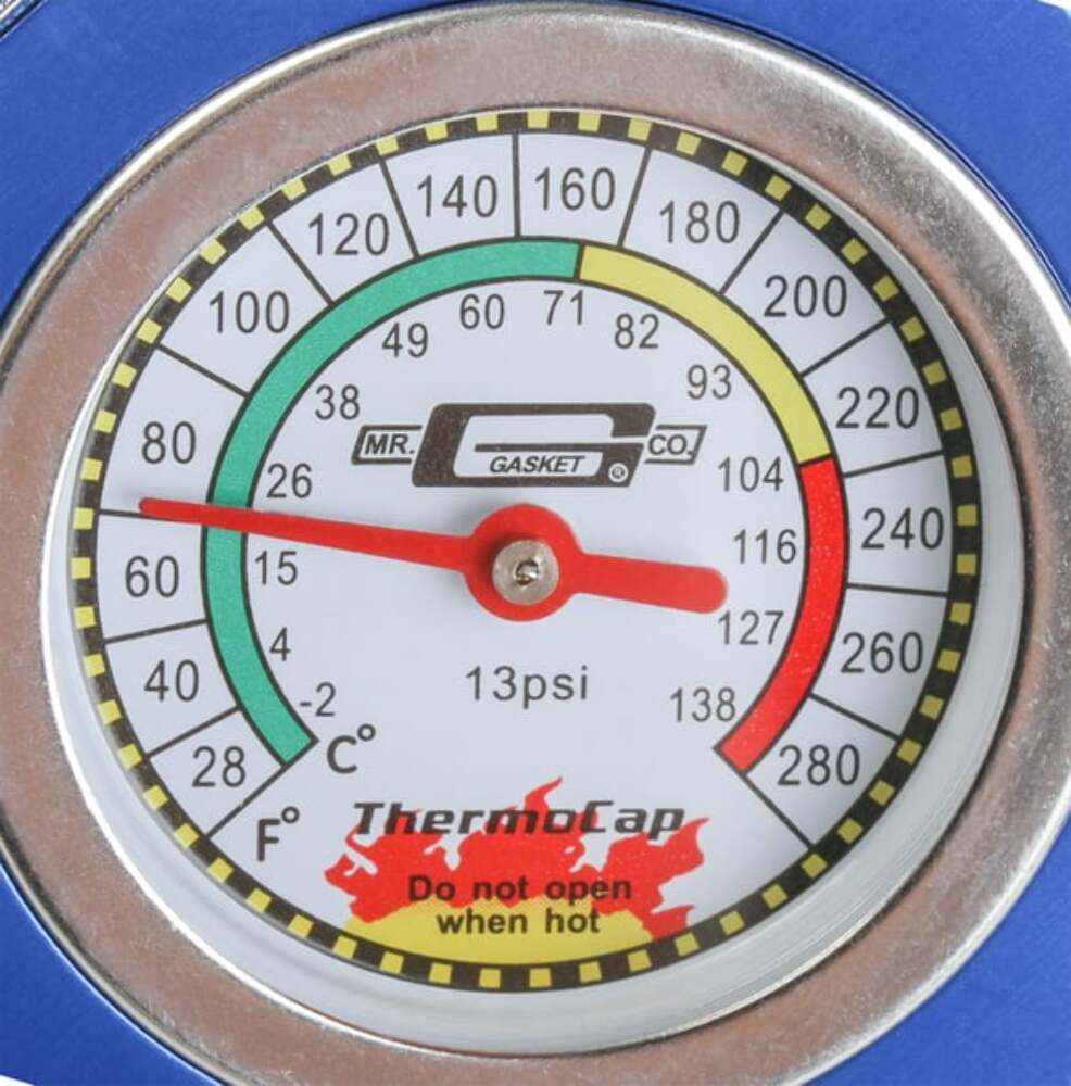 Mr. Gasket thermocap 13 PSI blue Ford Chevy 2470B