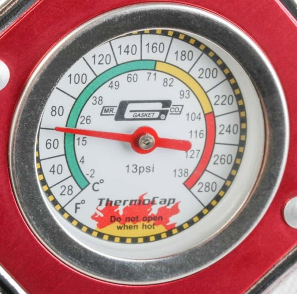 Mr. Gasket thermocap 13 PSI red Ford Chevy 2470R