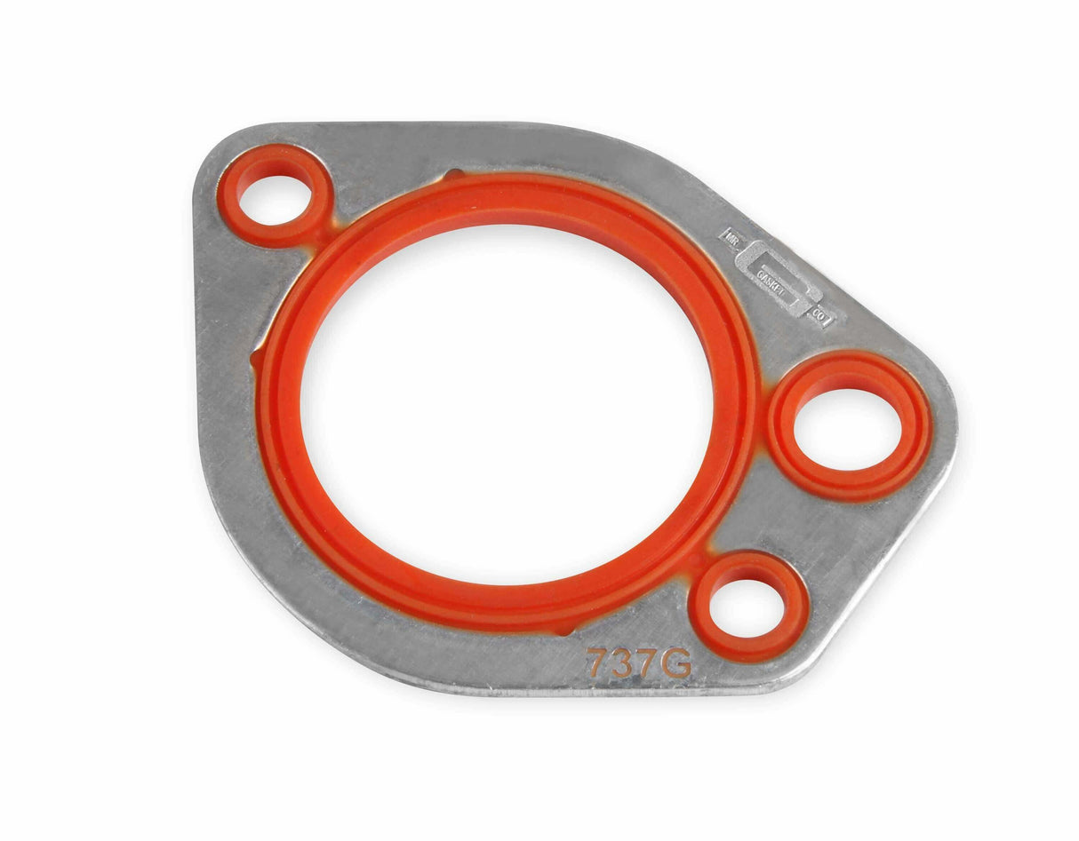 Mr. Gasket thermostat gasket molded rubber on aluminum carrier Ford chrome 737G