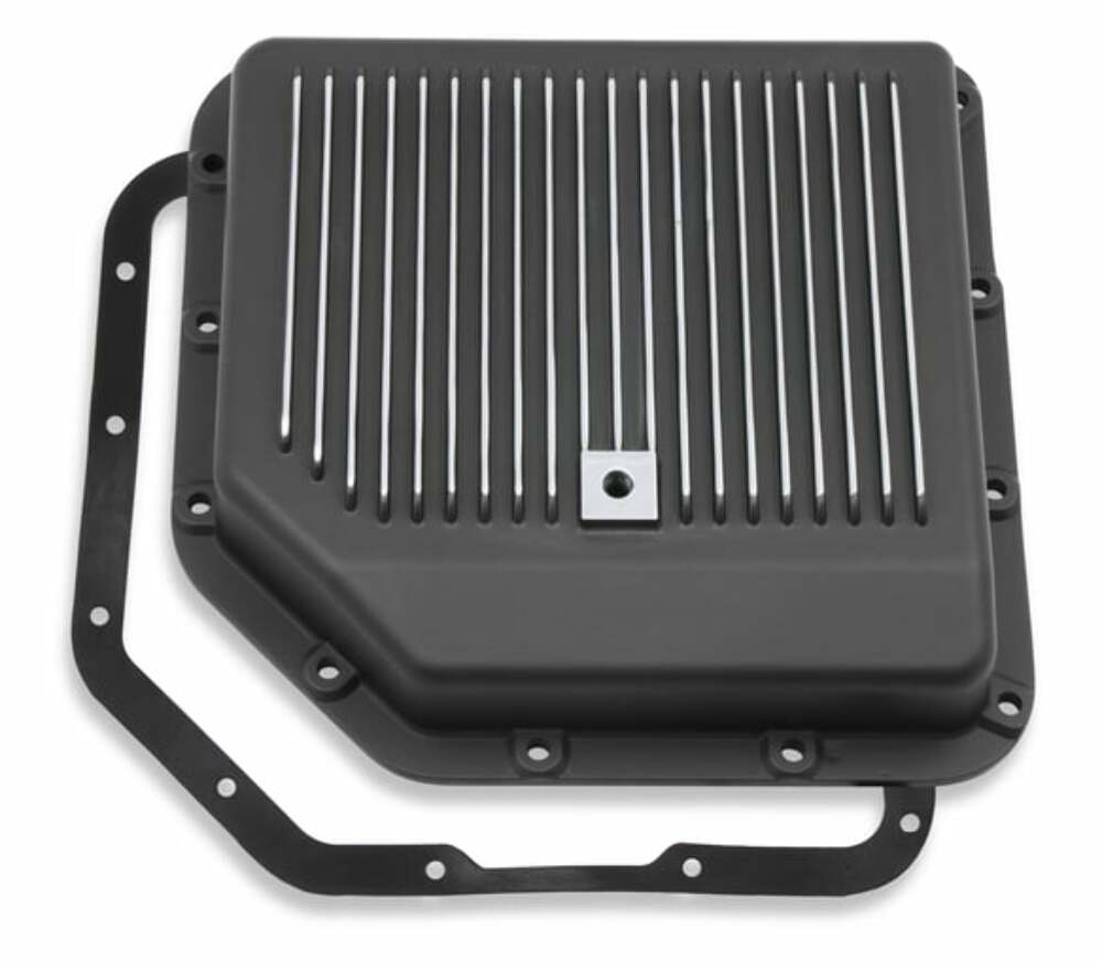 Mr. Gasket transmission oil pan black aluminum 9795BMRG Chevy steel 2493