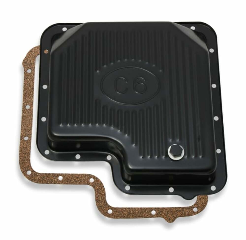 Mr. Gasket transmission oil pan black steel 9756BMRG Ford aluminum 2493