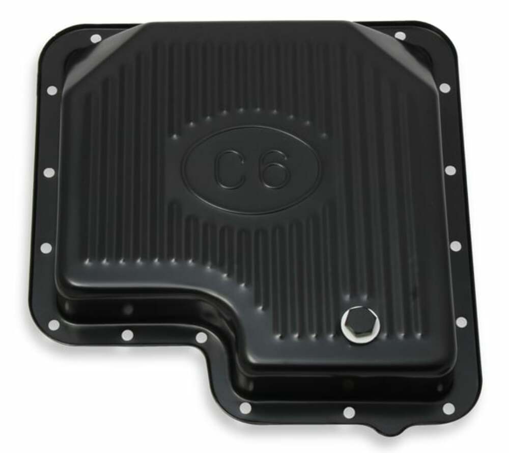 Mr. Gasket transmission oil pan black steel 9756BMRG Ford aluminum 2493