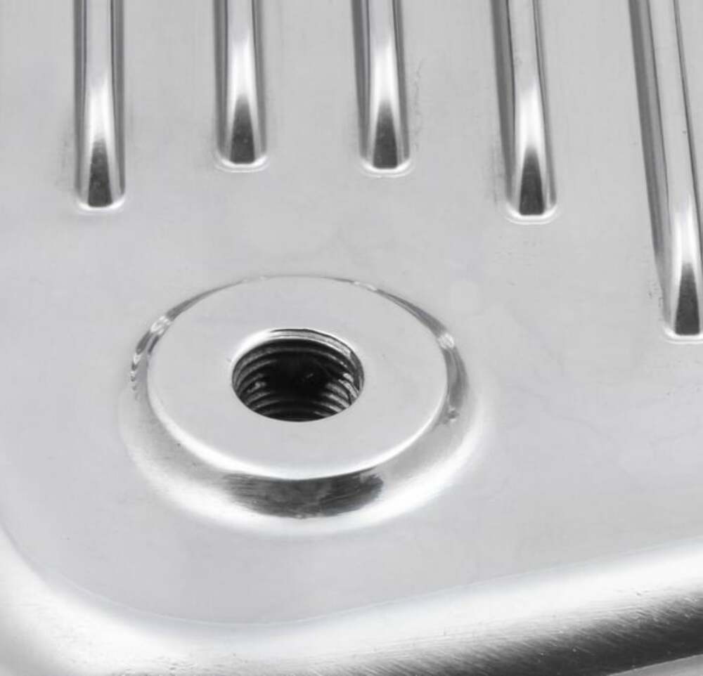 Mr. Gasket transmission oil pan polished aluminum 9796PMRG Chevy steel 2493