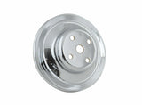 Mr. Gasket water pump pulley chrome double groove Chevy black polished steel 4967