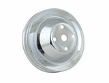 Mr. Gasket water pump pulley chrome double groove SBC Chevy steel 4975