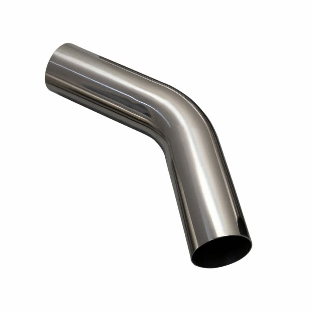 Mandrel Bend 304SS Polished 3.5" 45deg 1.5D 6" Leg Exhaust Pipe-Xforce-MS350-45