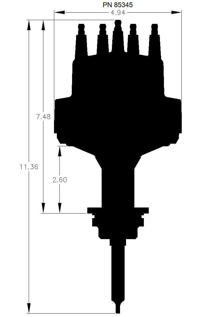 MSD ignition distributor black polished stainless steel 85345
