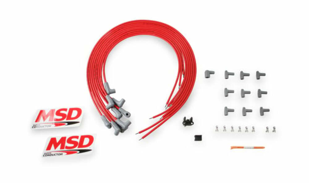t MSD Spark Plug Wire Set 31229; Super Conductor 8.5mm Red 90¡ HEI (Male) MSD