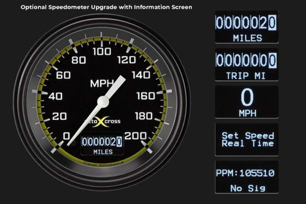 AutoCross Yellow 1965-66 Mustang Package MU65AXY00 for 1965-1966 Mustang dash gauge cluster