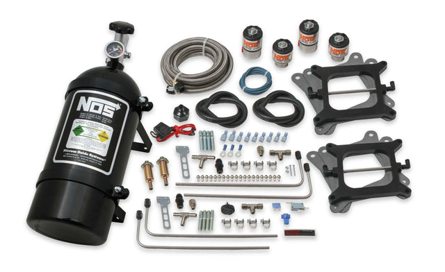 NOS 02010BNOS cheater wet nitrous system for 2x4 dual 4150 4-barrel carbu... -6AN 10 lb black plate carbureted