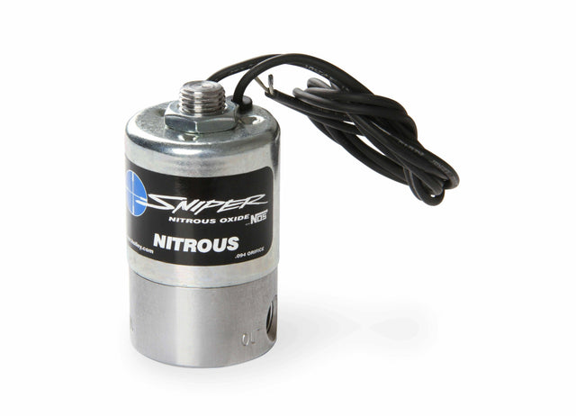 NOS sniper nitrous solenoid 250 max HP 1/4 NPT inlet 1/8 NPT outlet stainless steel black purge 18018NOS