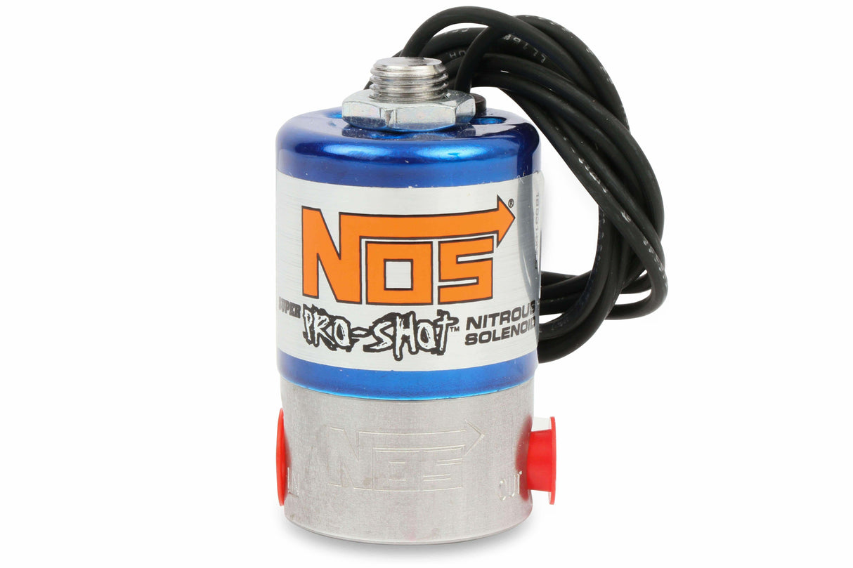 NOS super pro-shot nitrous solenoid universal- 400HP flow limit stainless steel blue red purge 18045NOS