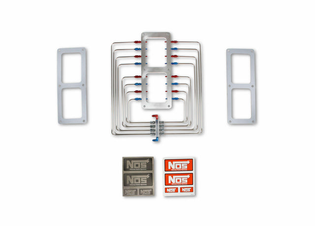 NOS blower injector plate, polished finish, red and blue plumbing - 13350-CNOS black wet