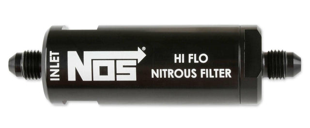 NOS in-line hi-flow nitrous filter, 4AN - black -4AN stainless steel solenoid 15555NOS