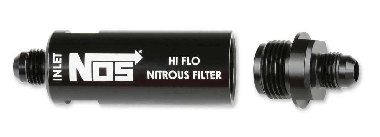 NOS in-line hi-flow nitrous filter, 6AN - black -6AN stainless steel solenoid 15556NOS